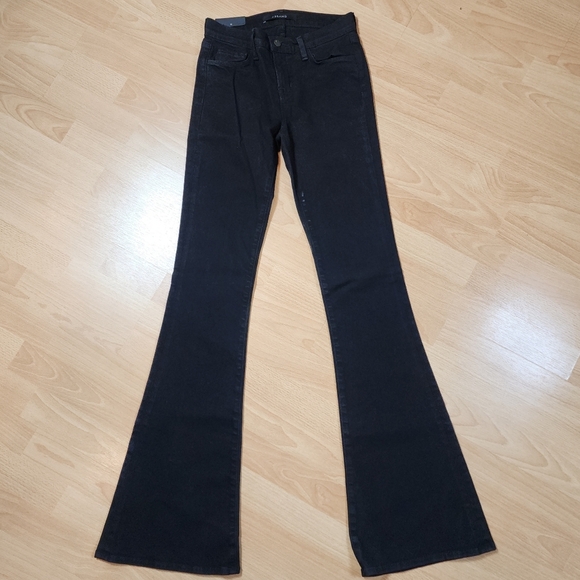 NWT J Brand Martini Skinny Flare Black Jeans Stretch Denim Size 26 (2)